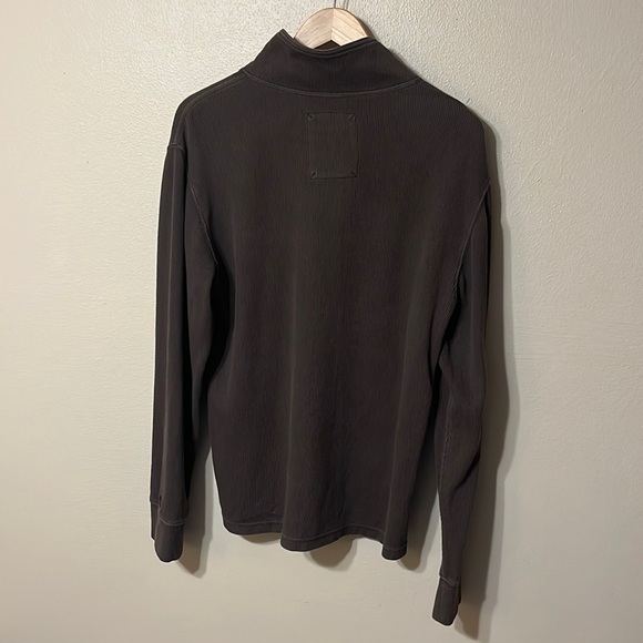 Brown Ribbed Button-Down Collar Long Sleeve Shirt - Picture 5 of 7